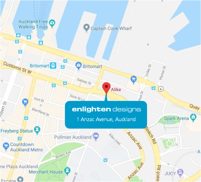 Location of Enlighten Designs Auckland workspace