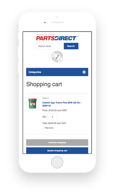 Power Farming Shopping cart on iPhone